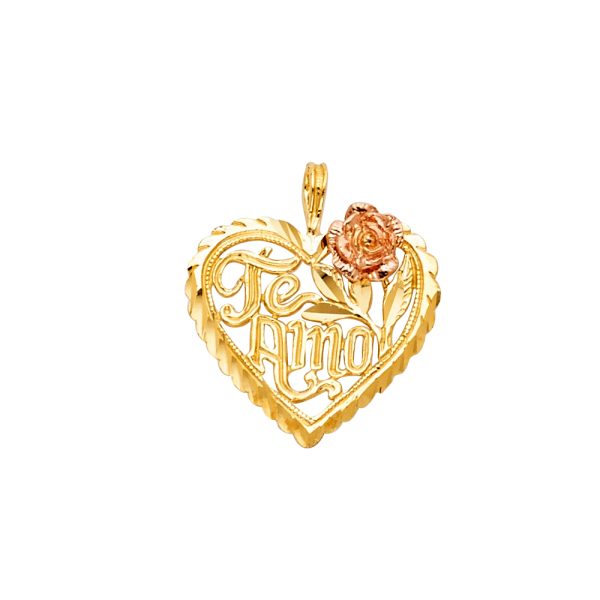 14K 2T Te Amo Heart Pendant