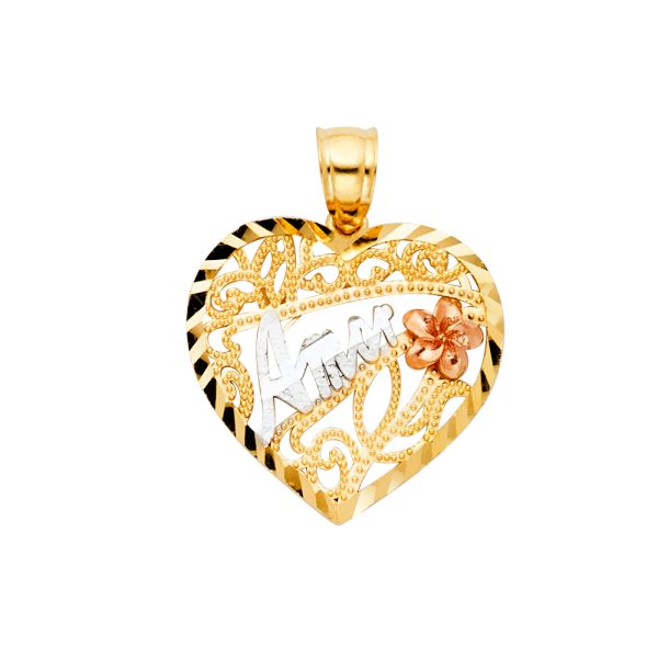 14K 3C Te Amo Heart Pendant