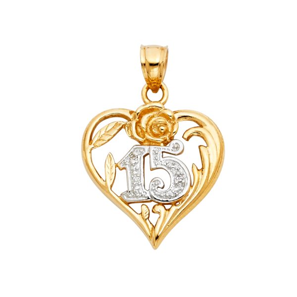 14K 2T 15 Years Heart Pendant