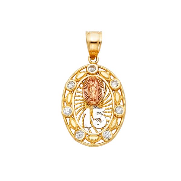 14K 3C CZ 15 Years Pendant