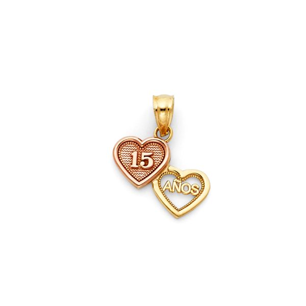 14K 2T 15 Years Heart Pendant