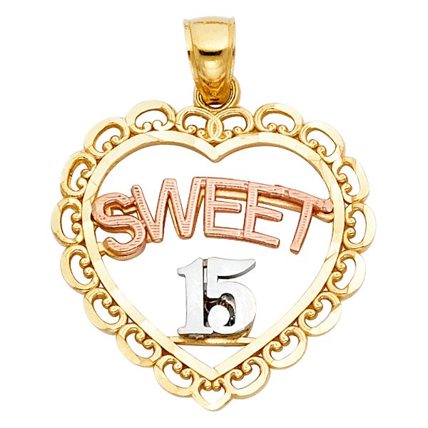 14K 3C 15 Years Heart Pendant