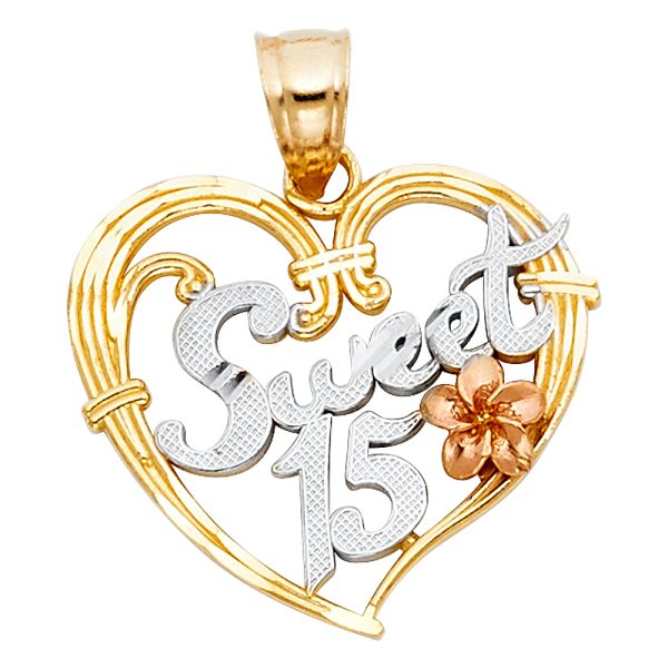 14K 3C 15 Years Heart Pendant