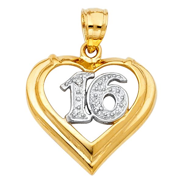 14K 2T 16 Years Heart Pendant