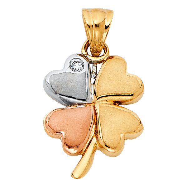 14K 3C Heart Clover Pendant