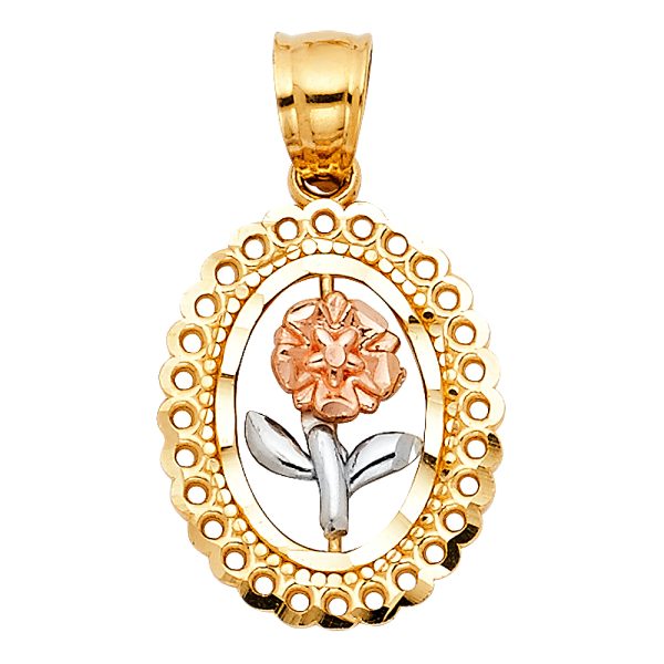 14K 3C Rose Pendant