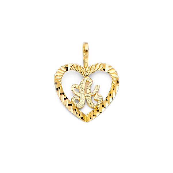 14KY Initial Heart Pendant