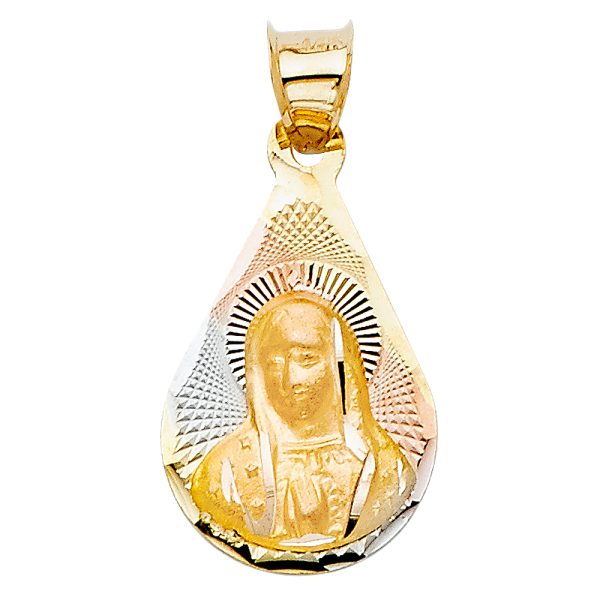 14K 3C Guadalupe Stamp Pendant