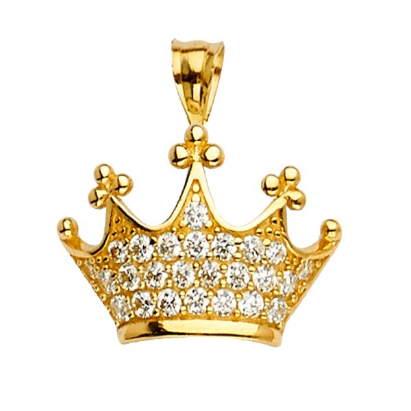 14K CZ Crown Pendant