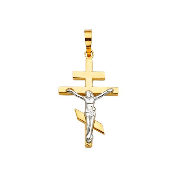 14K 2T Crucifix Cross Pendant