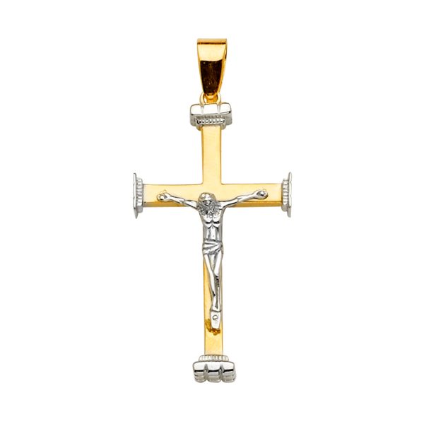 14K 2T Crucifix Cross Pendant