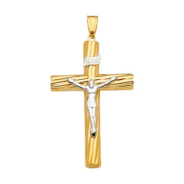 14K 2T Crucifix Cross Pendant