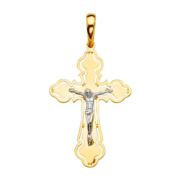 14K 2T Crucifix Cross Pendant