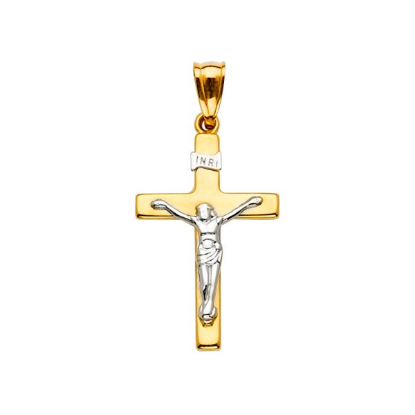 14K 2T Crucifix Cross Pendant