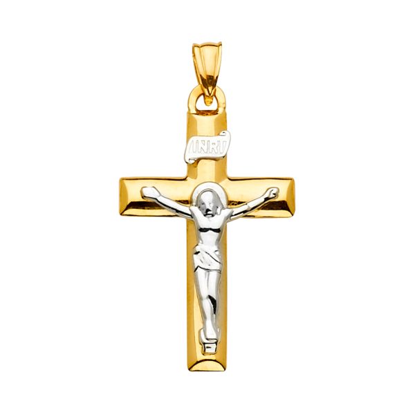 14K 2T Crucifix Cross Pendant