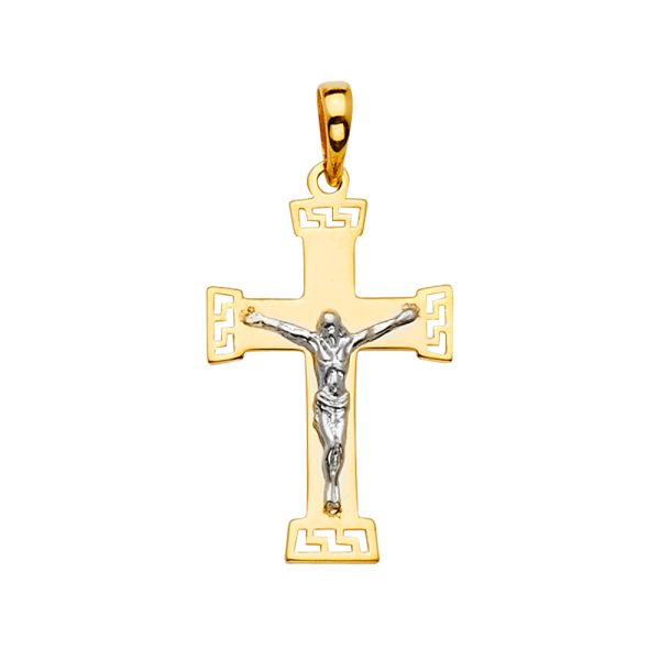 14K 2T Crucifix Cross Pendant