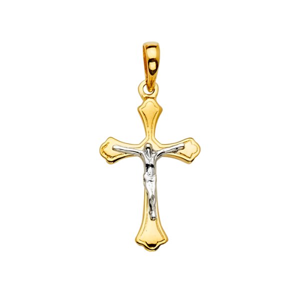 14K 2T Crucifix Cross Pendant