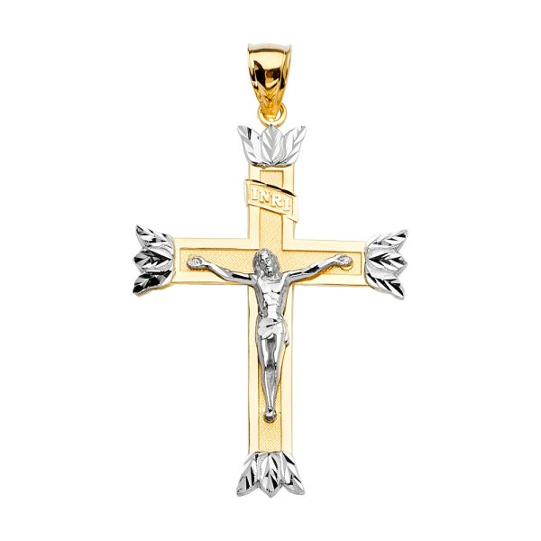 14K 2T Crucifix Cross Pendant