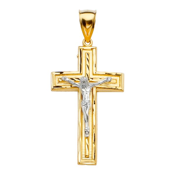 14K 2T Crucifix Cross Pendant