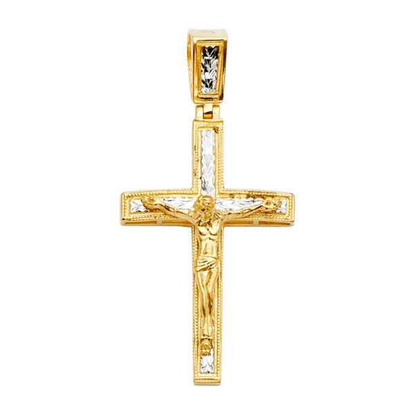 14K 2T Crucifix Cross Pendant