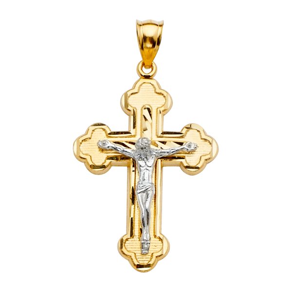 14K 2T Crucifix Cross Pendant