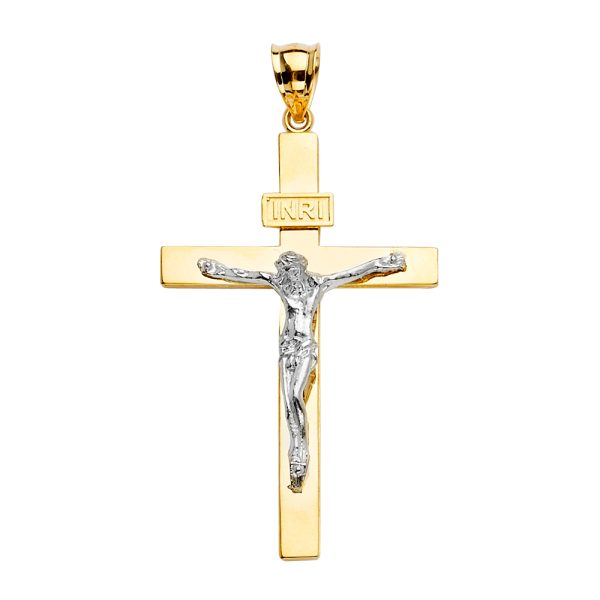 14K 2T Crucifix Cross Pendant