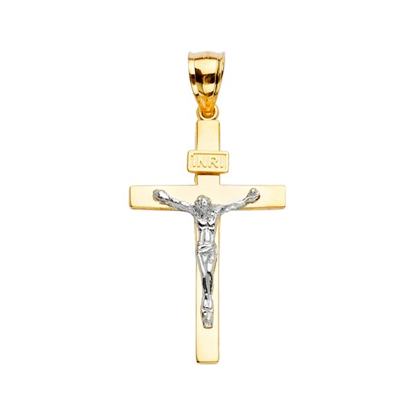 14K 2T Crucifix Cross Pendant