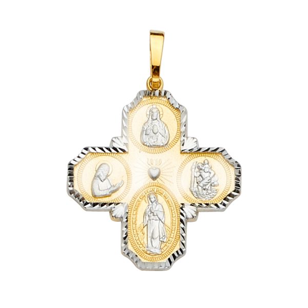 14K 2T Four Way Cross Pendant