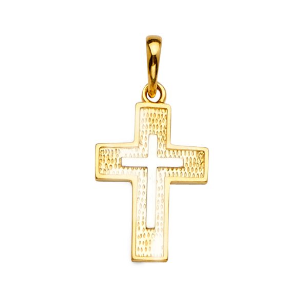 14K 2T Cross Pendant