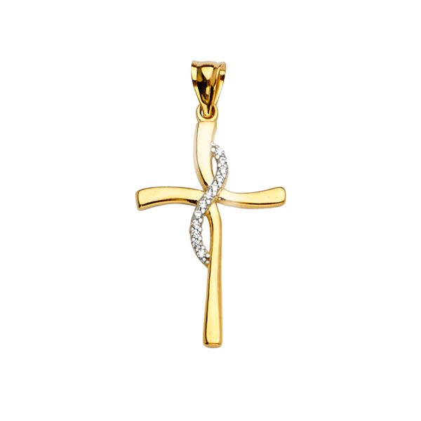 14K 2T Cross Pendant