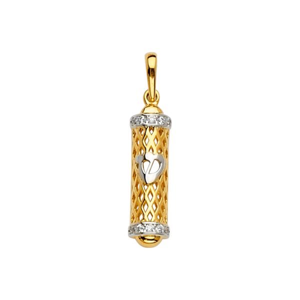 14K 2T Mezuzah Pendant