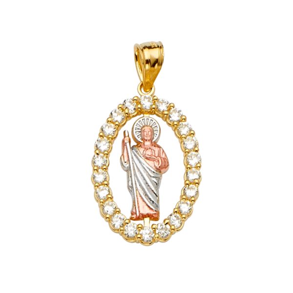 14K 3C CZ San Judas Pendant