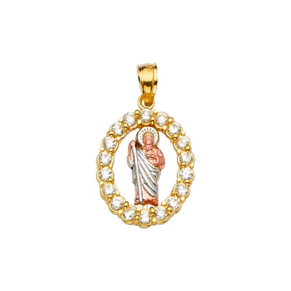 14K 3C CZ San Judas Pendant