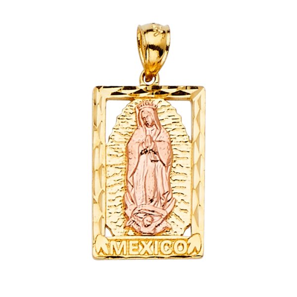 14K 2T Guadalupe Retangular Pendant