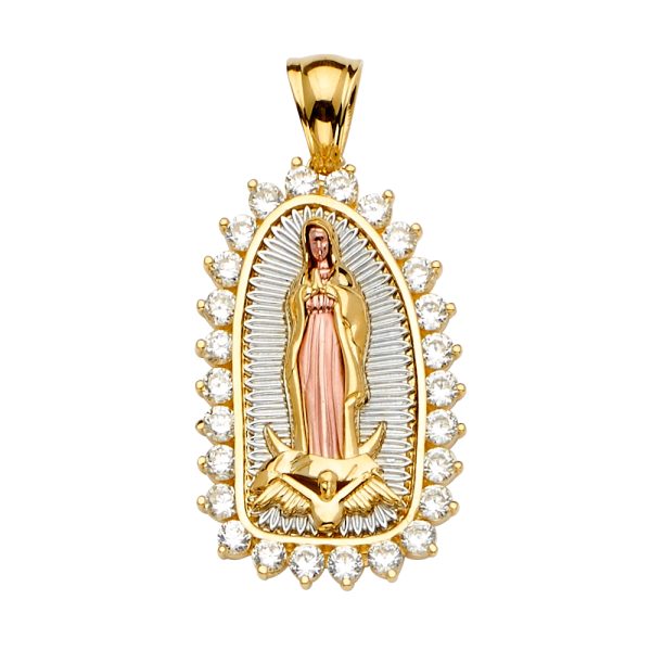 14K 3C CZ Guadalupe Pendant