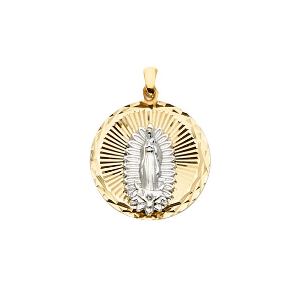 14K 2T Guadalupe Medal Pendant