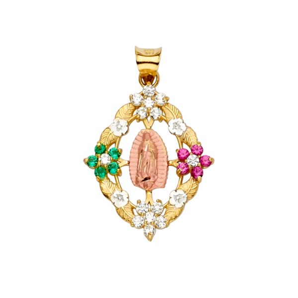 14K CZ Guadalupe Pendant