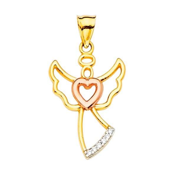 14K CZ Angel Pendant