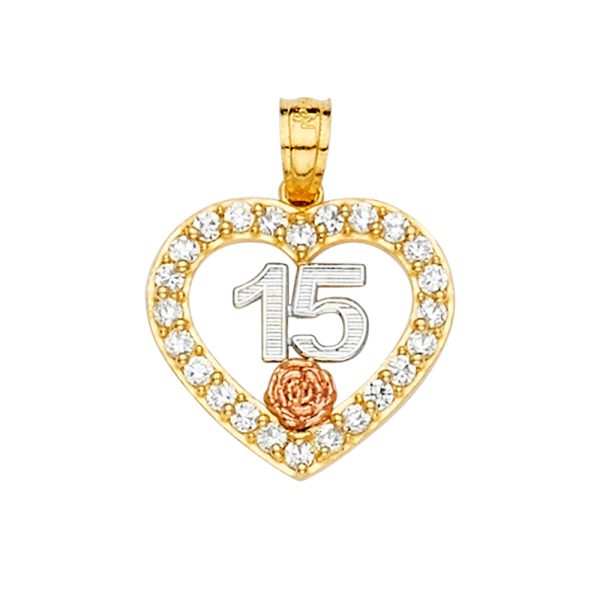 14K 3C CZ 15 Years Pendant