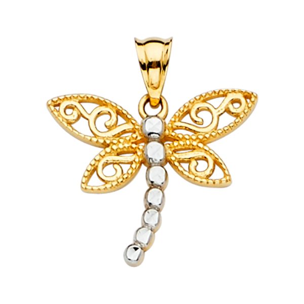 14K 2T Dragon Fly Pendant