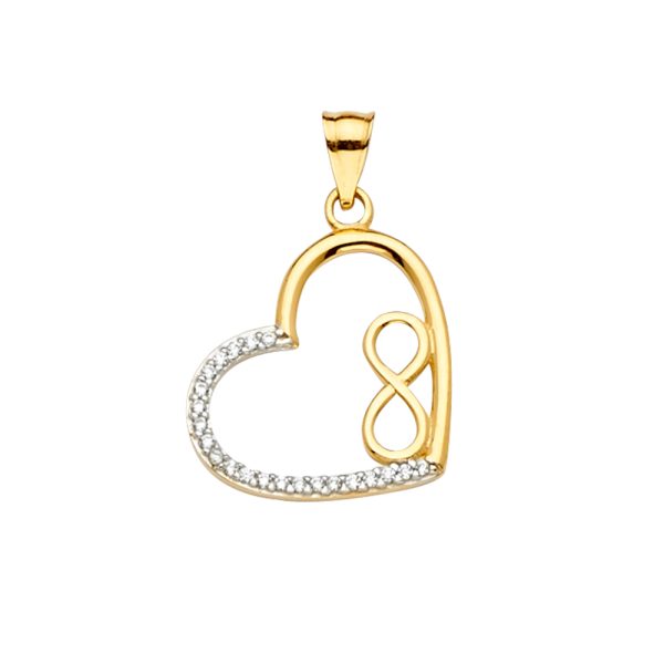 14KY CZ Heart Infinity Pendant