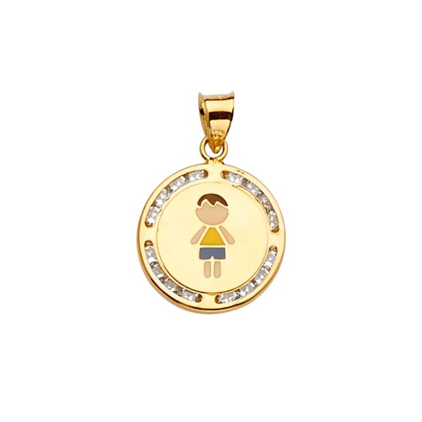 14KY CZ Enamel Boyl Pendant