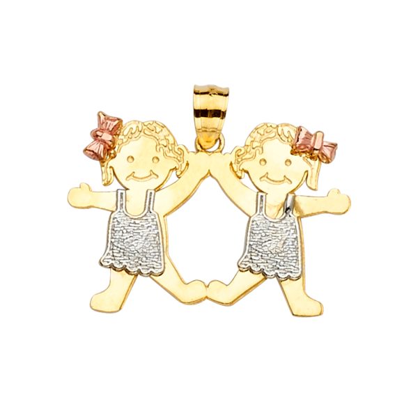 14K 3C Girl-Girl Pendant