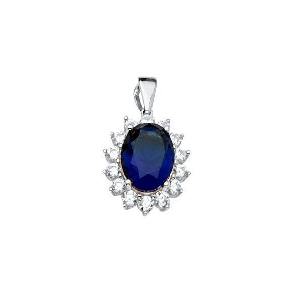 14KW Blue CZ Pendant/Set