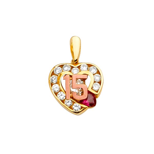 14K 2T CZ 15 Years Pendant/Half Set