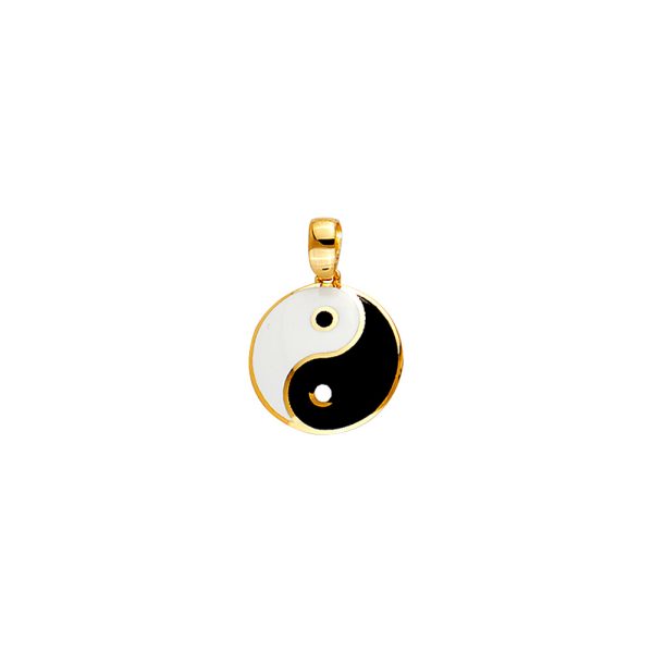 14KY Enamel Yin Yang Medal Pendant