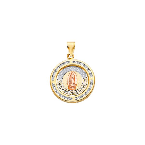 14K 3C CZ Round Nuestra Boda Pendant with Guadalue