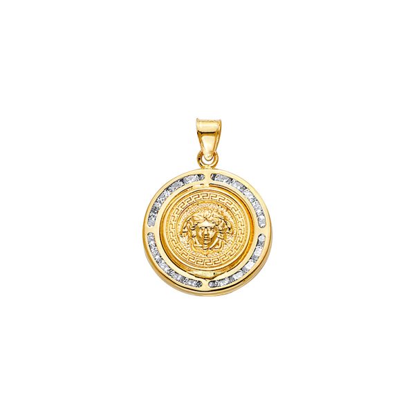 14KY CZ Round Medusa Pendant