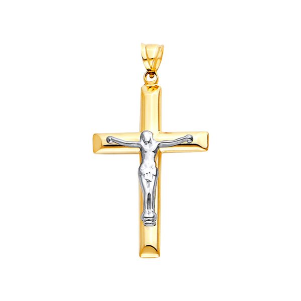 14K 2T Hollow Cross with Jesus