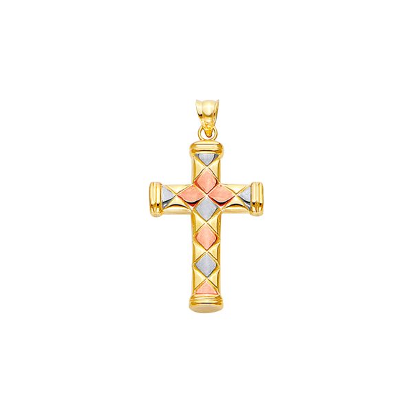 14K 3C Hollow Fancy Cross